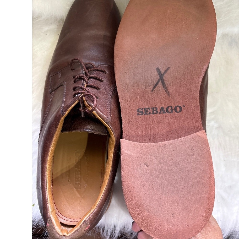 Sebago Mens Leather Dress Shoes Brown Lace Up Oxford Casual Business 13 - Picture 8 of 9
